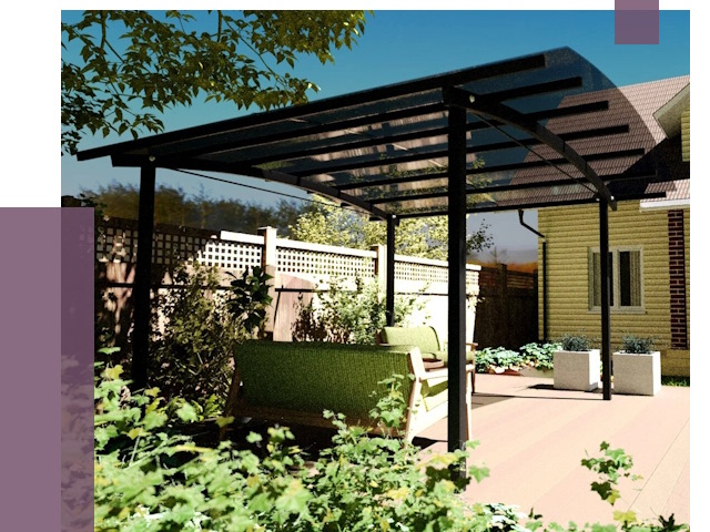 Навесы для террасы в Калининграде от 12900 руб. под ключ | ПРОЛЁТ-Клн