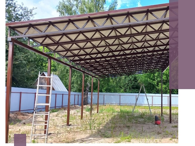 Односкатные навесы под ключ в Калининграде — изготовление и монтаж